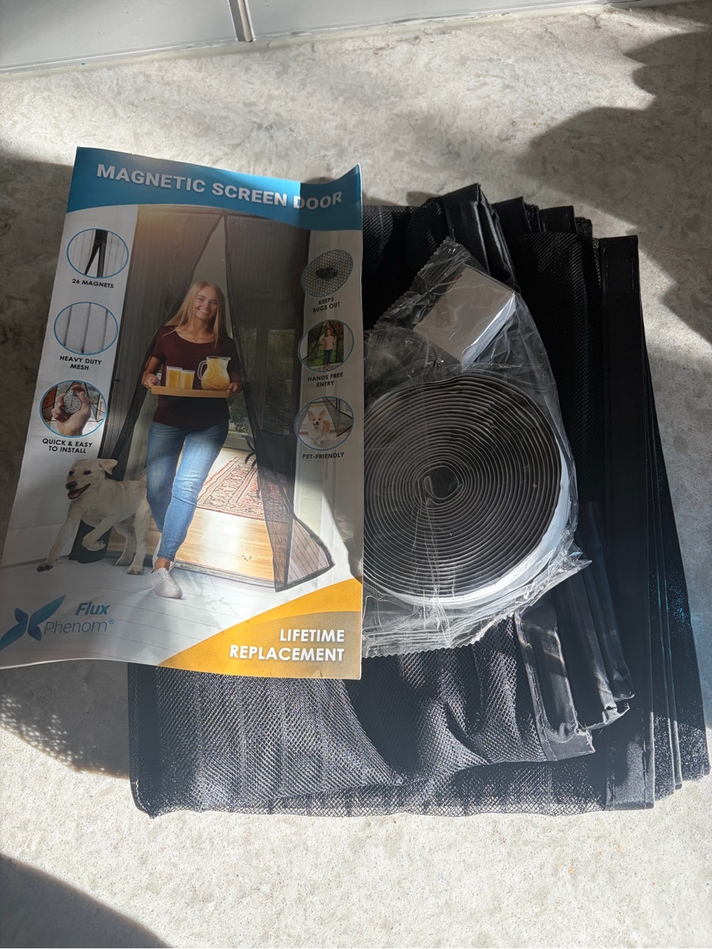 Magnetic Screen Door Black Heavy Duty Mesh Hands-Free Entry